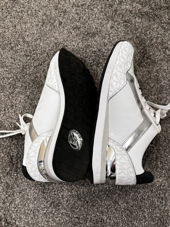 Michael Kors Shoes - Michael Kors White & Silver Logo-Accent Women's Sneakers